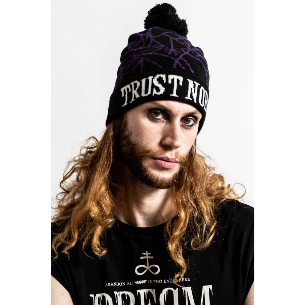 Killstar Black and Purple Trust No One Beanie